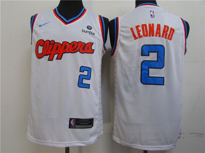 Men Los Angeles Clippers #2 Leonard White Game Nike NBA Jerseys1
